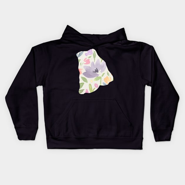 Rhode Island Silhouette Florals Kids Hoodie by randomolive